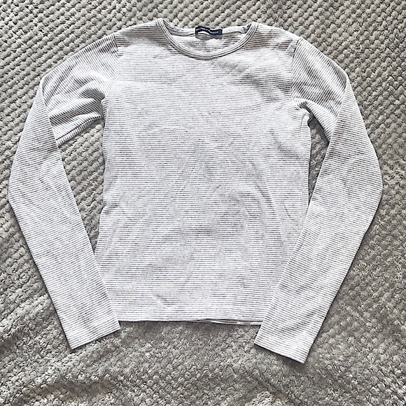 Brandy Melville Tops - Brandy Melville | Grey and White Striped Long Sleeve